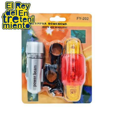 Luz Linterna Delantera + Luz Trasera Para Bicicleta Gris