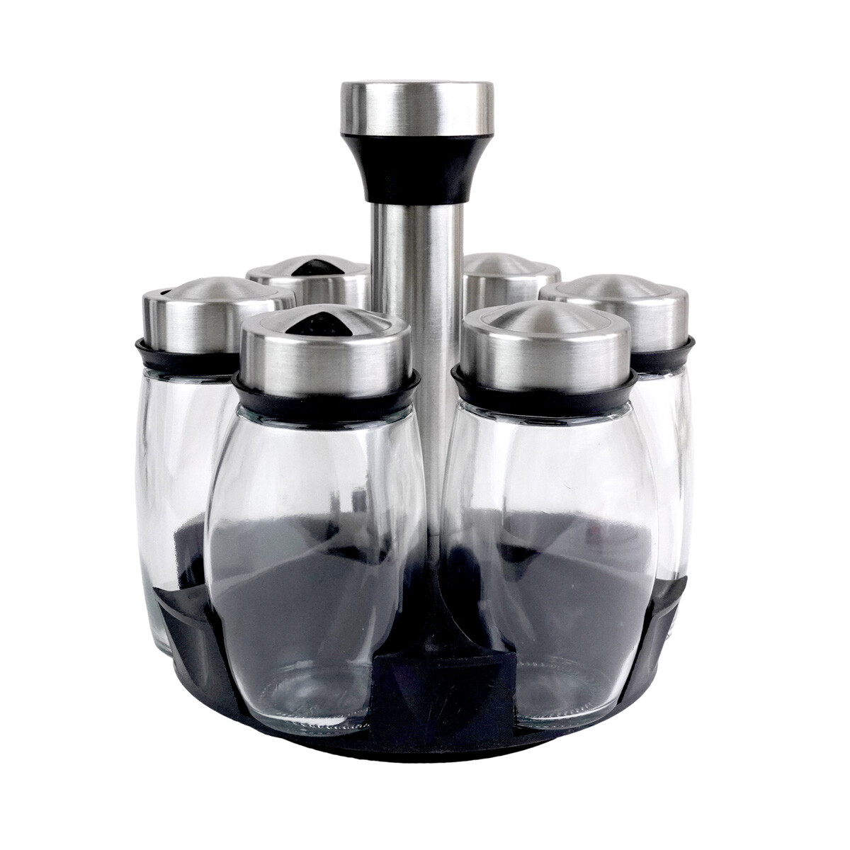 ESPECIERO METAL CON 6 FRASCO VIDRIO 