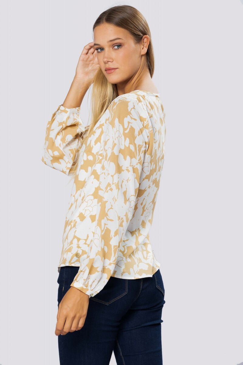 BLUSA ESTAMPADA - Mostaza 