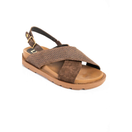 Sandalias Cruzadas De Cuero Chocolate