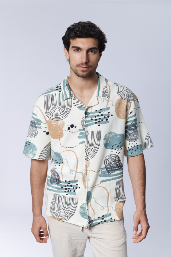 Camisa rústica estampa abstracta Cruda