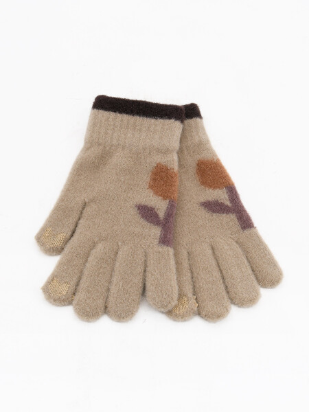 GUANTES INFANTILES FLOR BEIGE (V)
