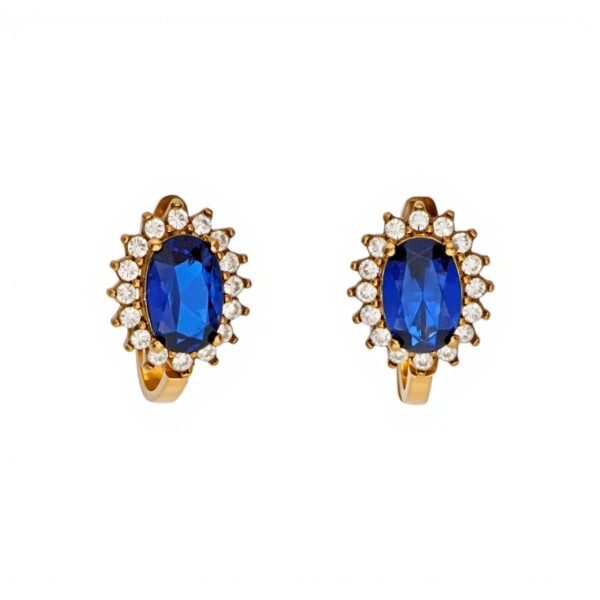 Caravanas Lady Di Zafiro de oro- Oro bajo - Zafiro y zirconias- CA8200 conpiedra