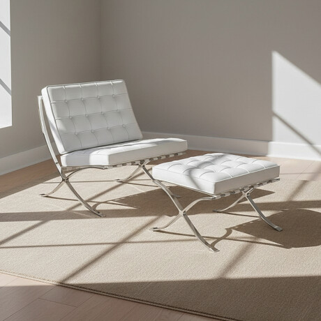 BUTACA C/PUFF PU BLANCO BARCELONA