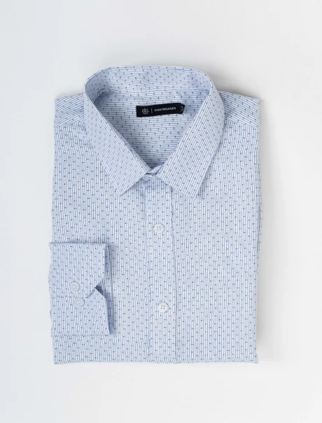 Camisa m/l estampada blanco/celeste