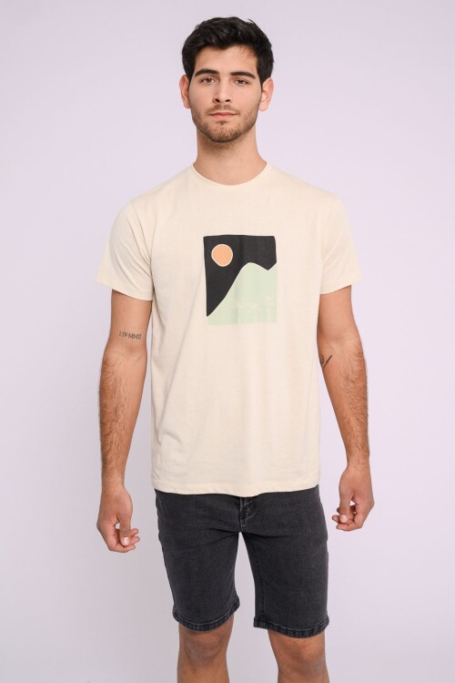 Remera estampada Beige