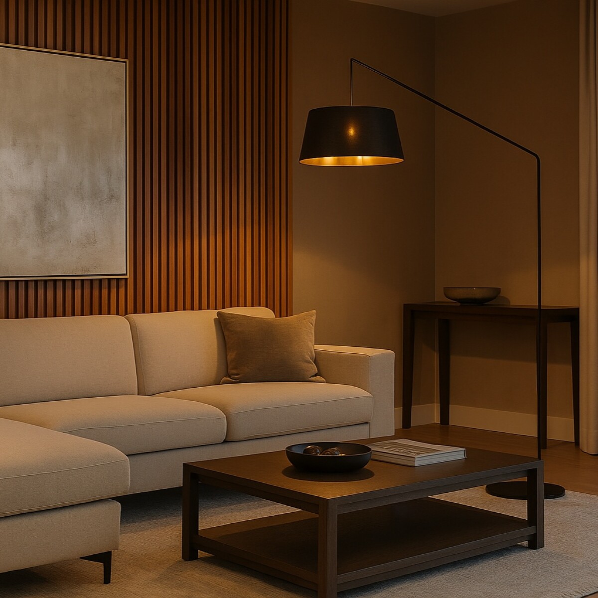 Luminaria de pie pantalla negra interior dorado E27 180cm 