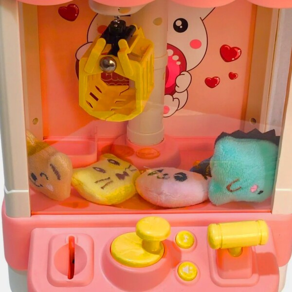 Máquina Infantil Grúa Agarra Juguetes Peluches Con Sonido Variante Color Rosa