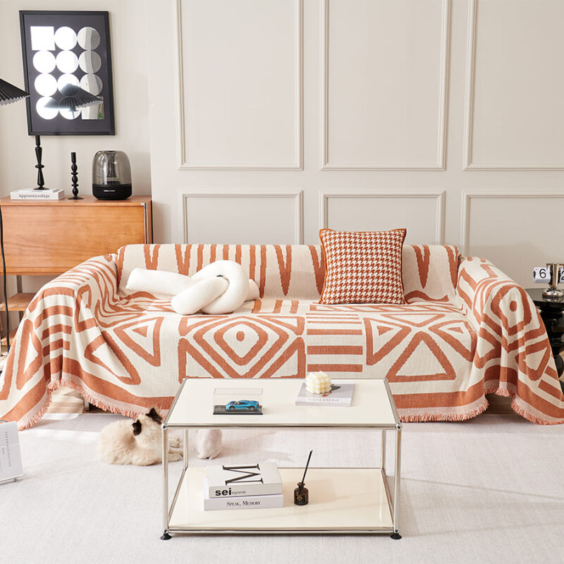 Manta sillon y cama triángulos 180x230cm naranja