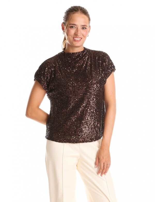 Blusa Lentejuelas MARRON