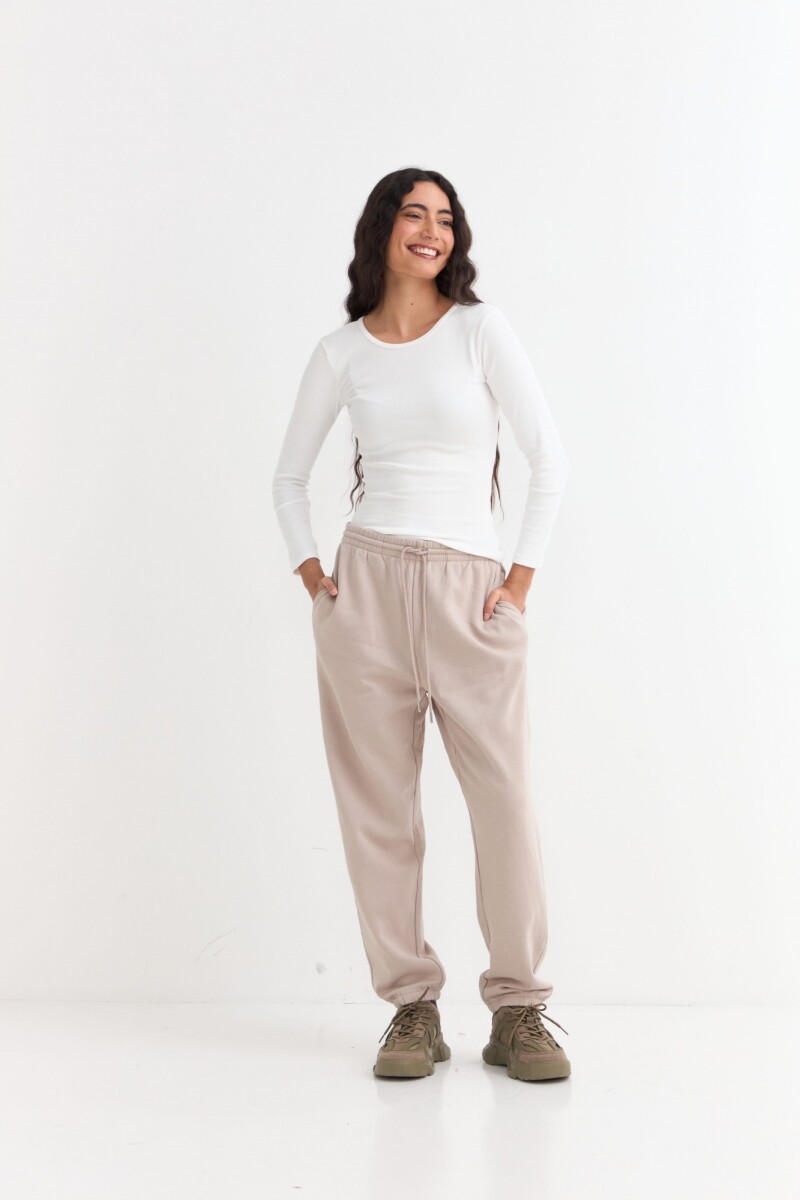 Pantalón jogger felpa BEIGE