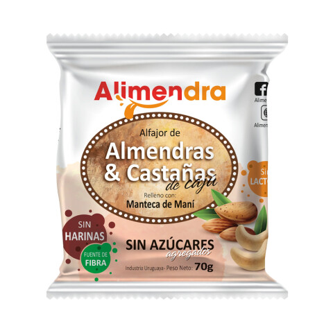 Alfajor de Almendras y Castañas con Manteca de Maní | 70 g | Alimendra Alfajor Alm Y Cast Mant Mani