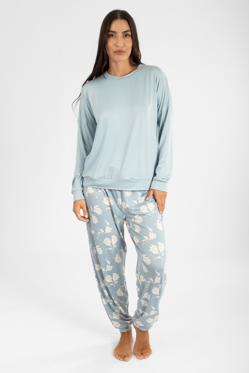 Pijama roses pant yummy - Celeste 