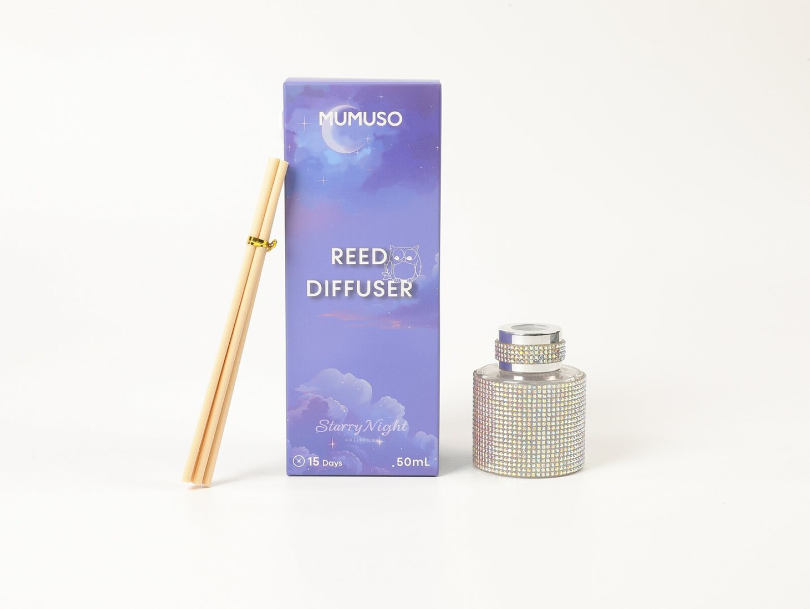 DIFUSOR DE VARILLAS NOCHE ESTRELLADA CON BRILLANTES DIAMANTES (PLATEADO/50 ML) 