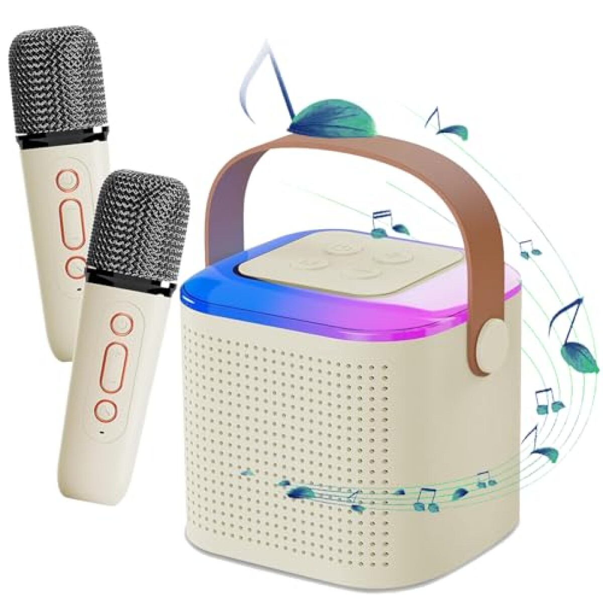 Mini Parlante Inalambrico Con 2 Microfonos - Blanco 