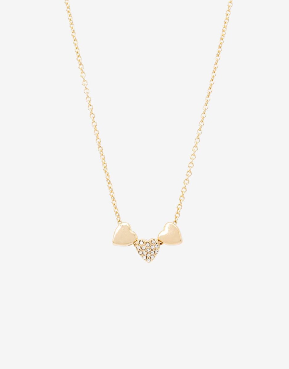 Collar Con Corazones - Dorado 