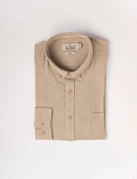 Camisa m/l lino lisa crudo