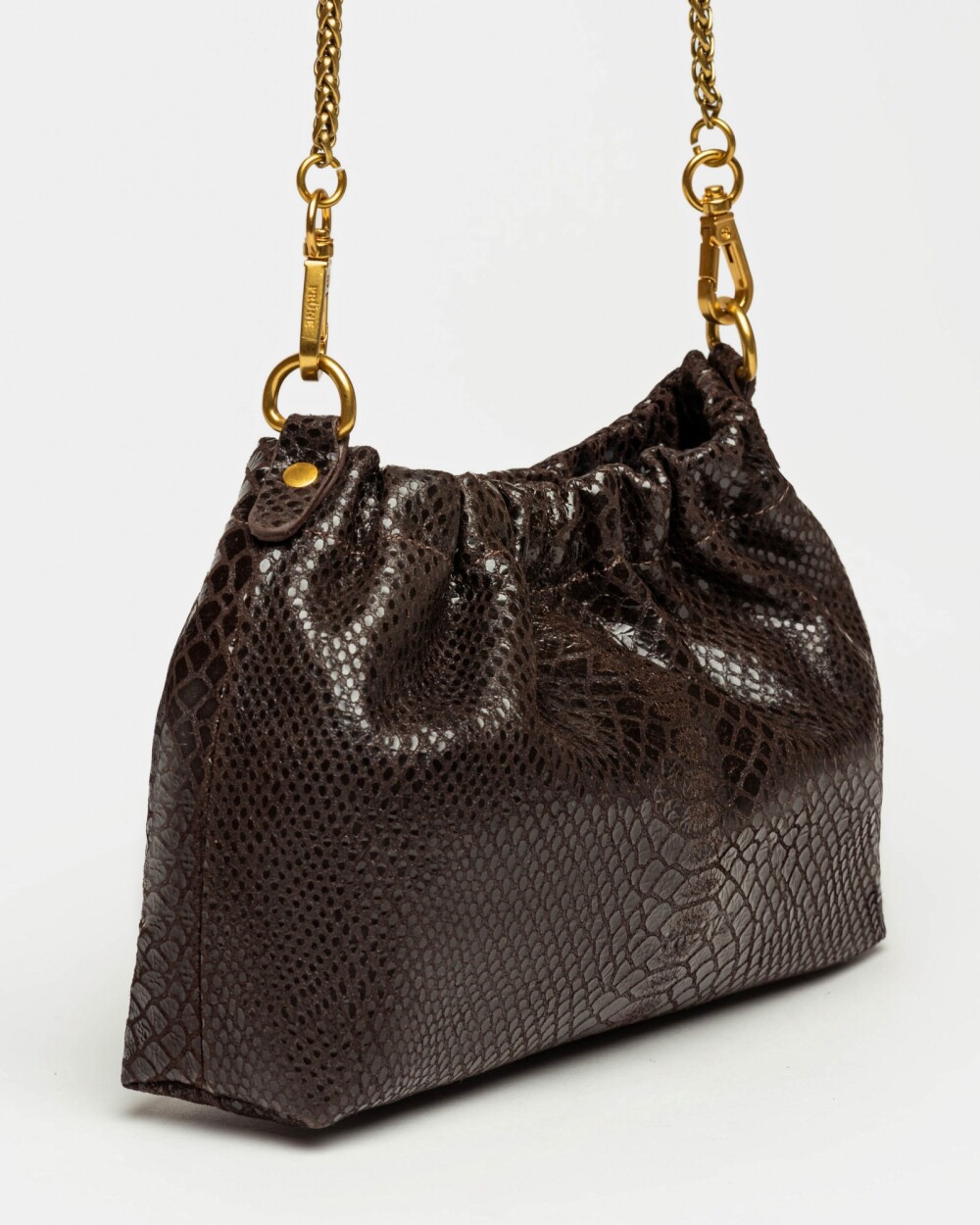 Mini Bag Gina en cuero gamuza anaconda Marron