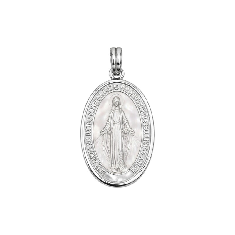 Dije virgen milagrosa - Plata 925 y oro - nacar - CP5671 conpiedra