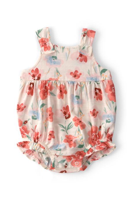 Set dos piezas, body bombachudo de viscosa y saco de algodón, diseño floral Sin color