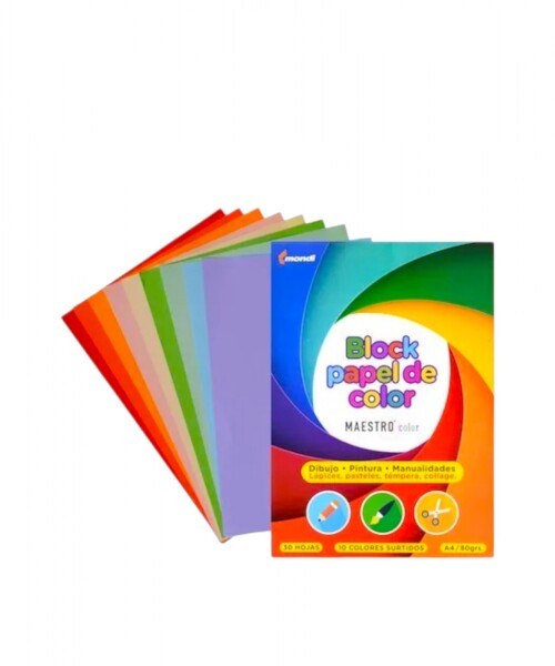 Block c/30 h. Papel color maestro a4, 80grs., col. Surt. Block c/30 h. Papel color maestro a4, 80grs., col. Surt.