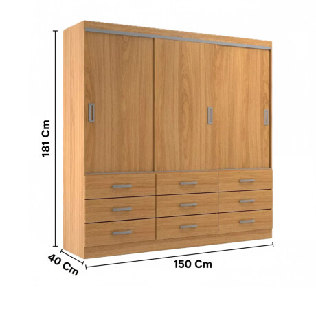 ROPERO 3 PUERTAS CORREDIZAS 9 CAJONES GUARDARROPA ARMARIO PLACARD CLOSET MARRON