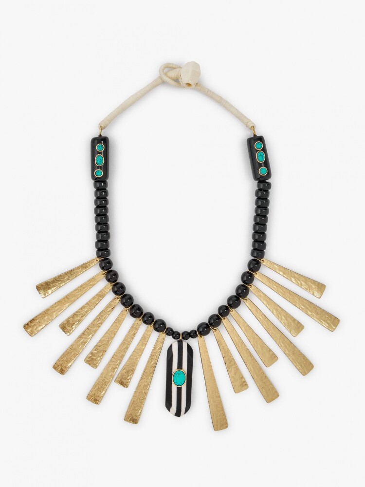 Collar Corto Con Cuentas Y Barras negro