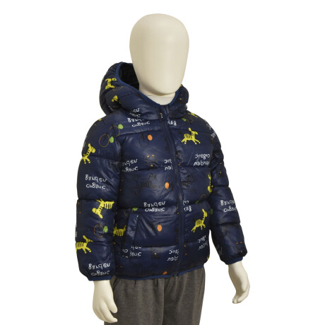 Campera Infantil Acolchonada de Abrigo en Nylon con Capucha Azul Cebra/búho