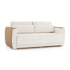 Sofa Cama parrilla extensible brazos recto asientos tela beige trasera Pu tostado Sofa Cama parrilla extensible brazos recto asientos tela beige trasera Pu tostado