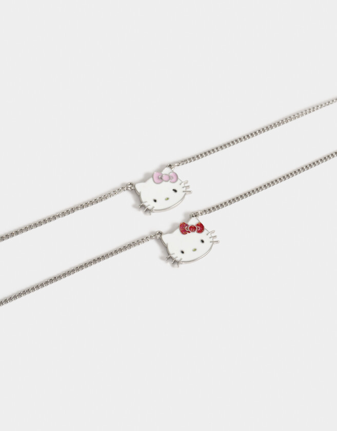 Collares Infantiles Licencias Set De Collares Para Compartir "hello Kitty" - Plateado
