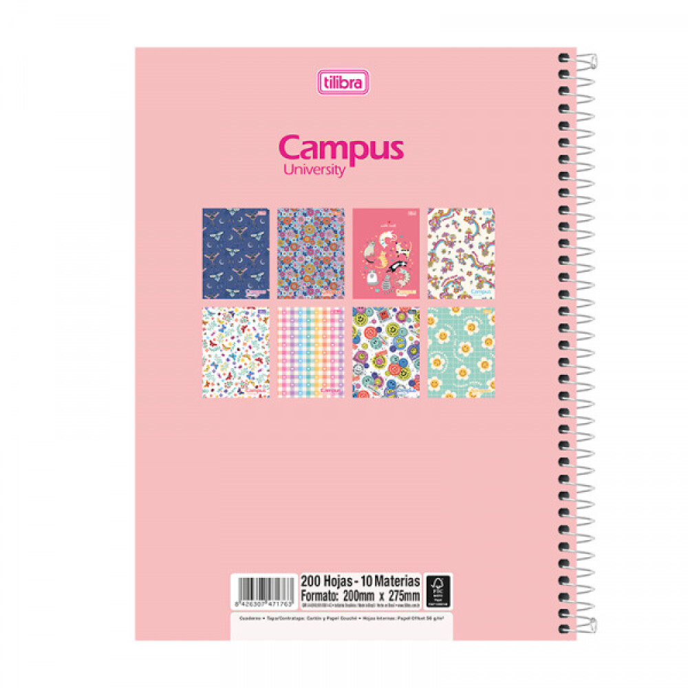 Cuadernola Fashion Tilibra Campus University Td Rayada Con Espiral 200 Hojas #CUADERNOLA FASHION TILIBRA CAMPUS UNIVERSITY TD RAYADA CON ESPIRAL 200 HOJAS