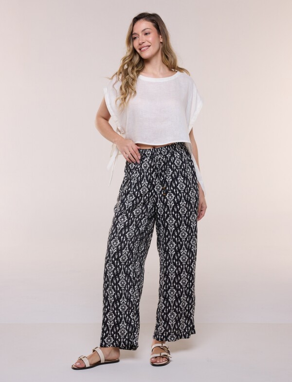 Pantalón Wide Leg Pr NEGRO/BEIGE