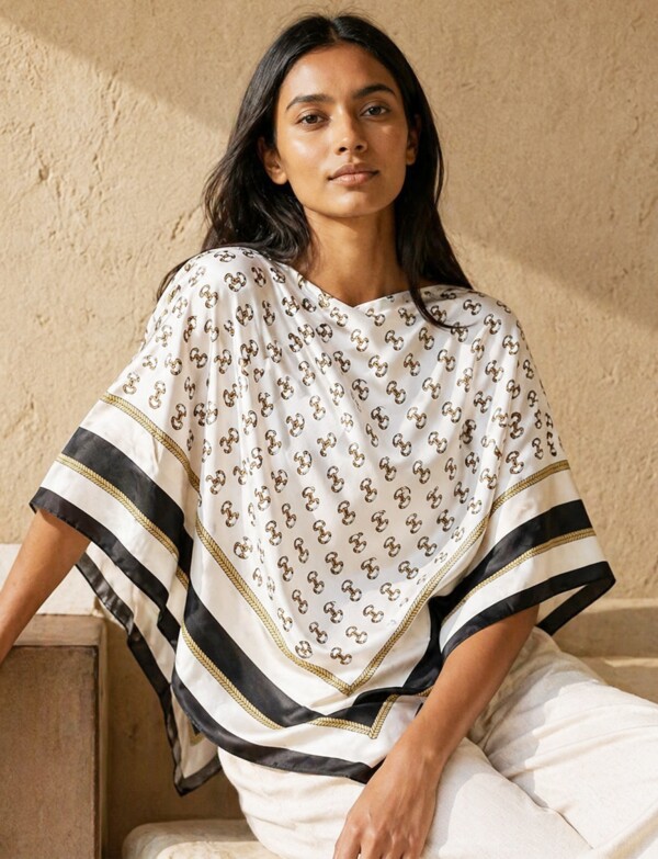 Poncho Saten Cadenas BEIGE/MULTI