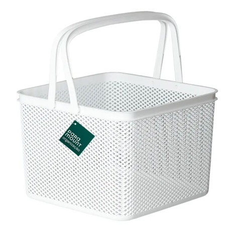 Canasto Cesto Organizador Línea con Asa Cuadrado 27x27x20Cm Blanco