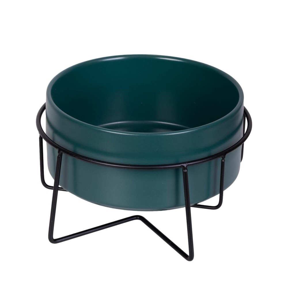 COMEDERO MASCOTAS CERAMICA-Y-METAL VERDE CERÁMICA Y METAL
