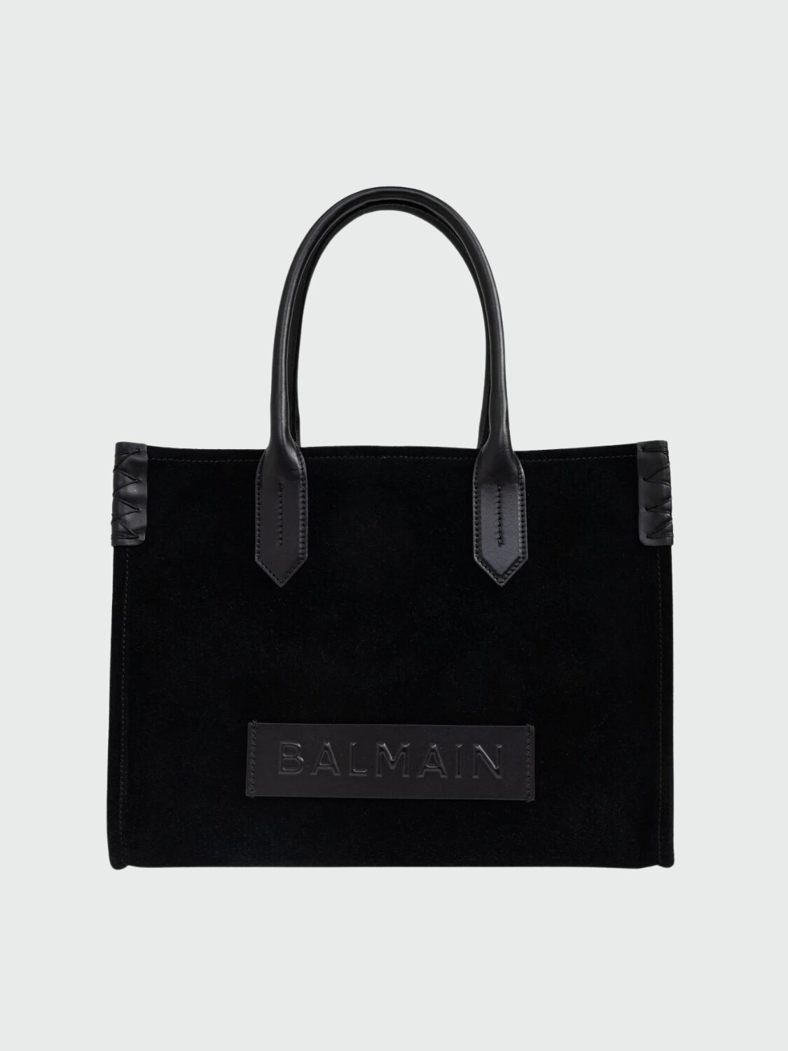 BALMAIN - B-ARMY SHOPPER SMALL-SUEDE TOTE BAG Negro