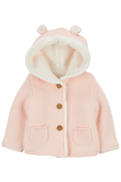 Campera de algodón, con forro de sherpa, rosada Sin color