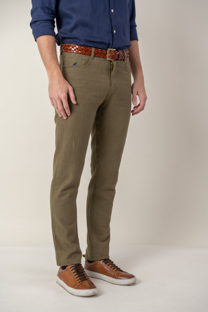 Pantalón 5 bolsillos de Lino - Verde 