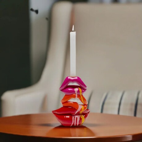 PORTA VELA LIPS ROJO - -