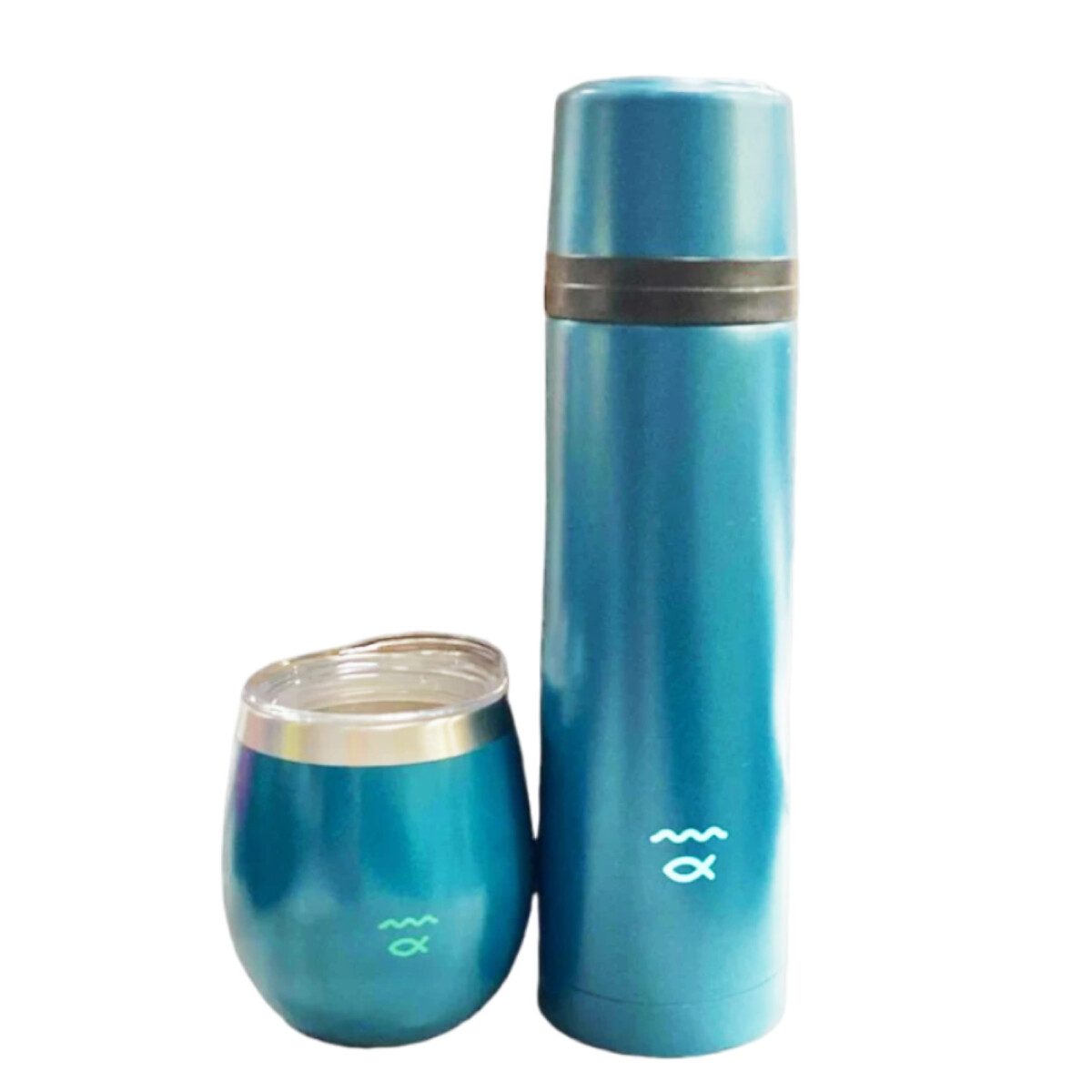 Set Termo Río 500ml + Mate Acero Inoxidable - VERDE-OSCURO 
