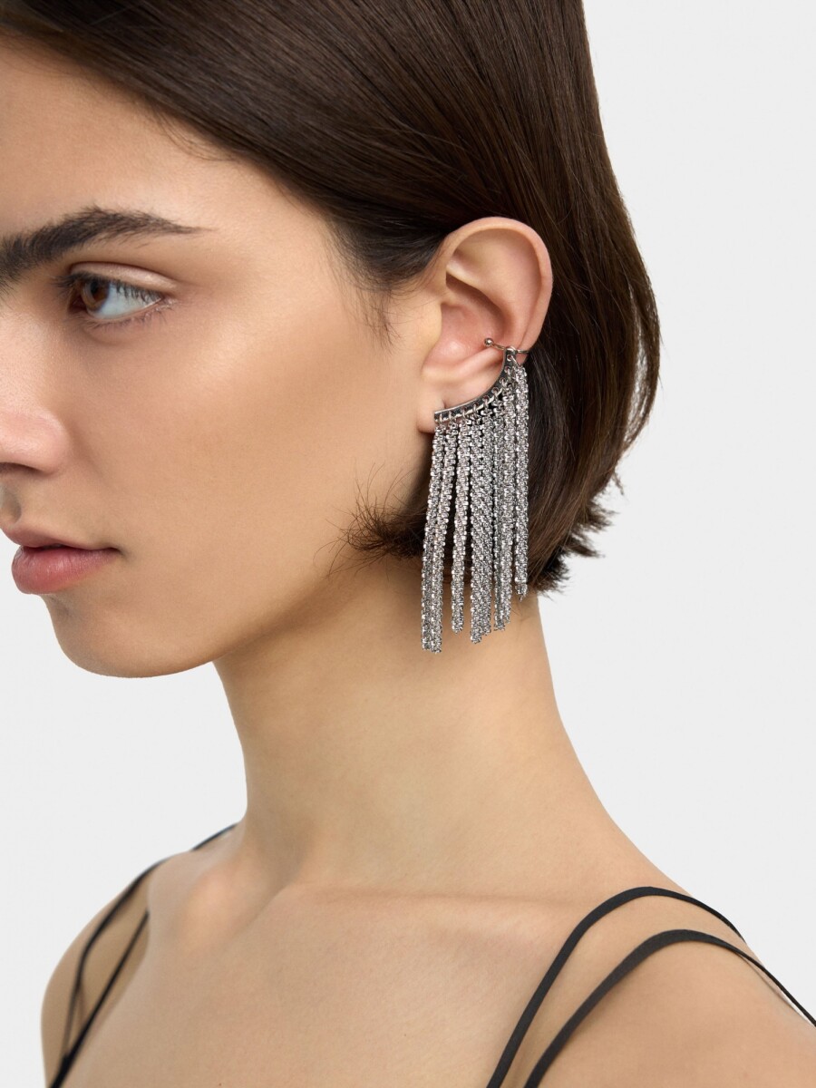 Pendientes Ear Jacket Con Cadenas plateado