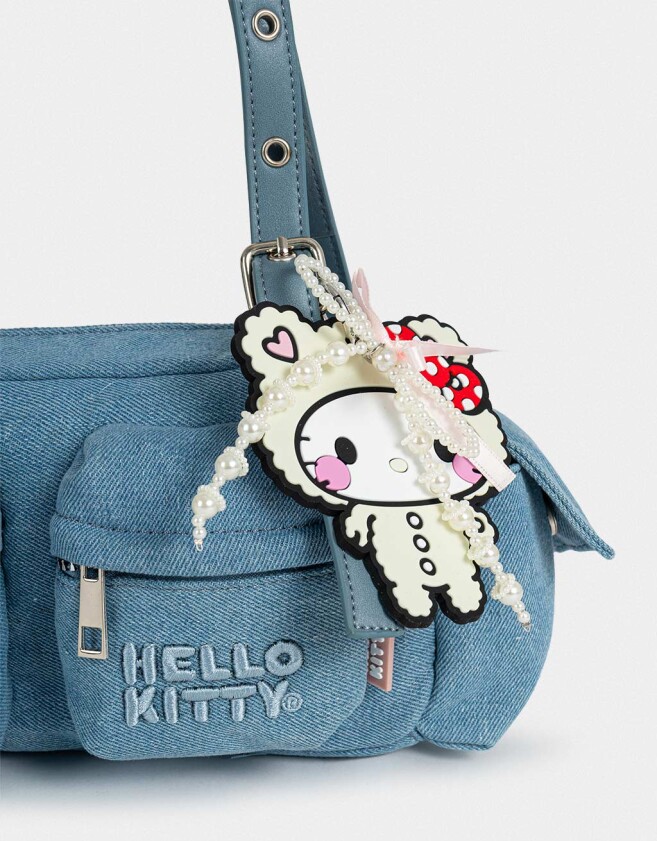Bowling De denim Cartera Bowling Denim Hello Kitty Kawaii - Azul Medio