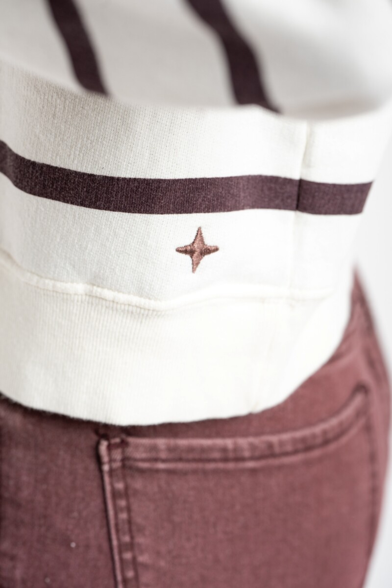 Sweater Algodon Lavado Rayado Marron