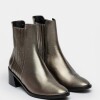 Bota Caña Media Corey En Cuero Liso Metalizado Metalizado