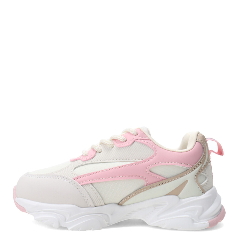 Championes de Niños Croco Kids GRIPO acordonado Beige - Rosado