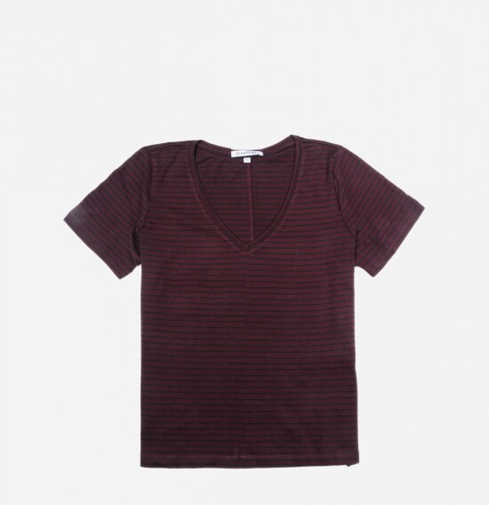 T-Shirt manga corta rayada MARRON