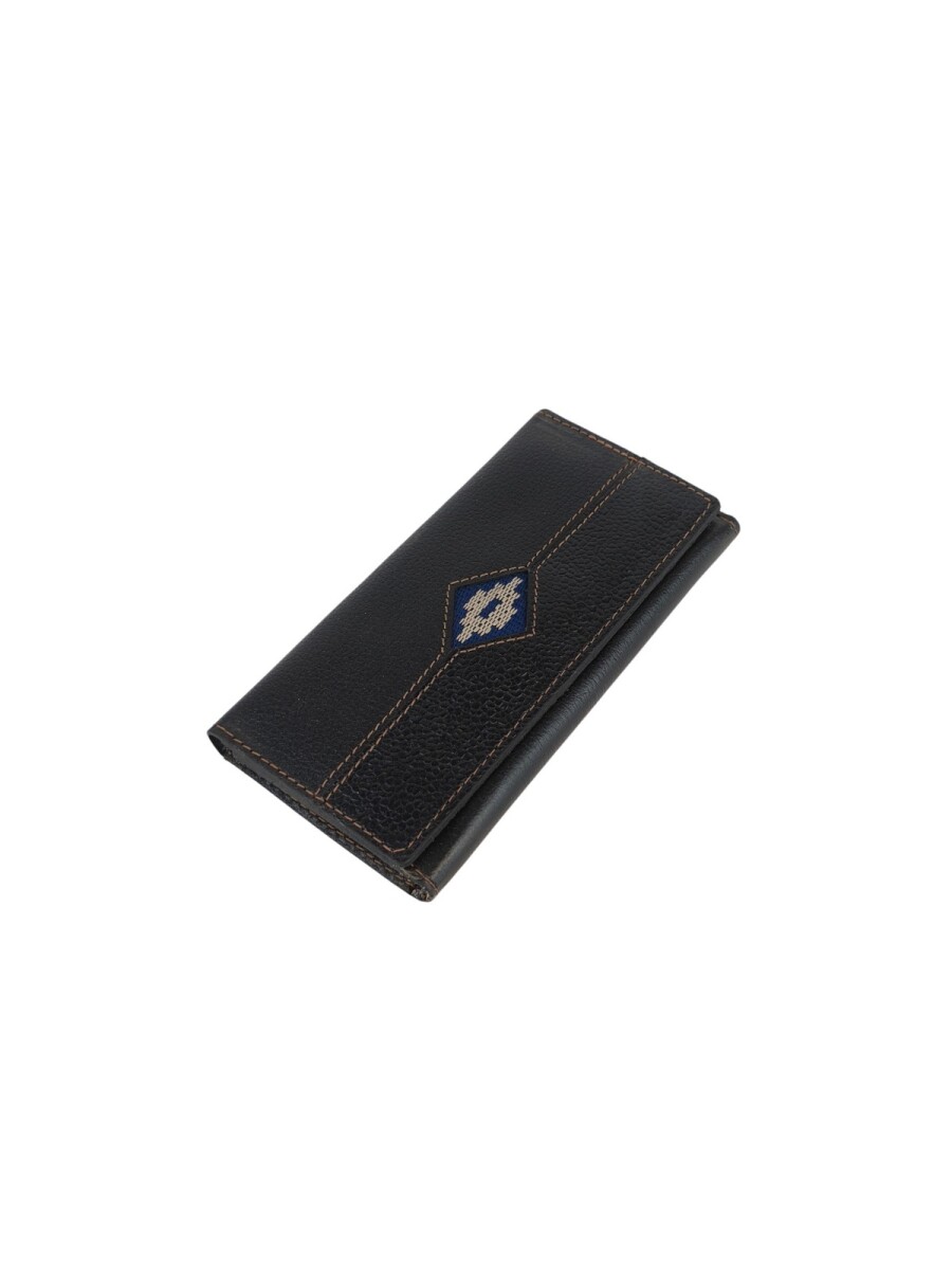 Billetera clasica al corte con detalle de rombo - Negro 
