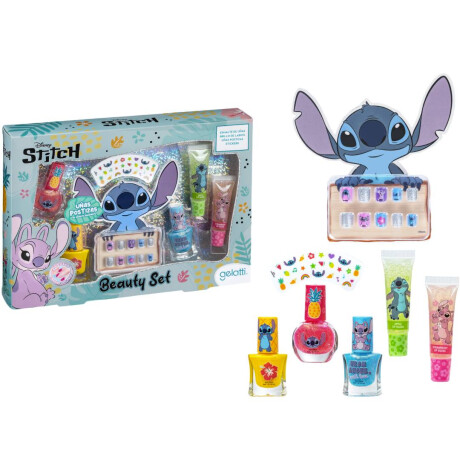 Set Disney 3 esmaltes + 2 Gloss + Uñas + Stickers Stitch