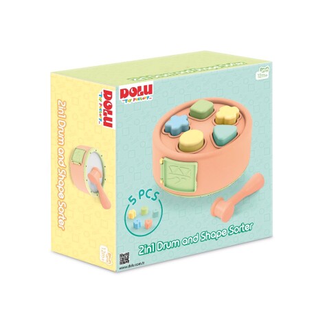 Tambor Didáctico 2 en 1 Dolu Musical y de Encastre CREMA