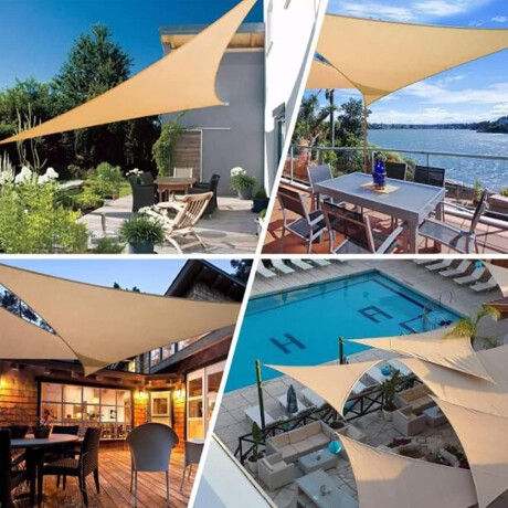 Toldo Lona Vela Triangular 3.6x3.6x3.6Mt Sombra p/ Exterior Beige